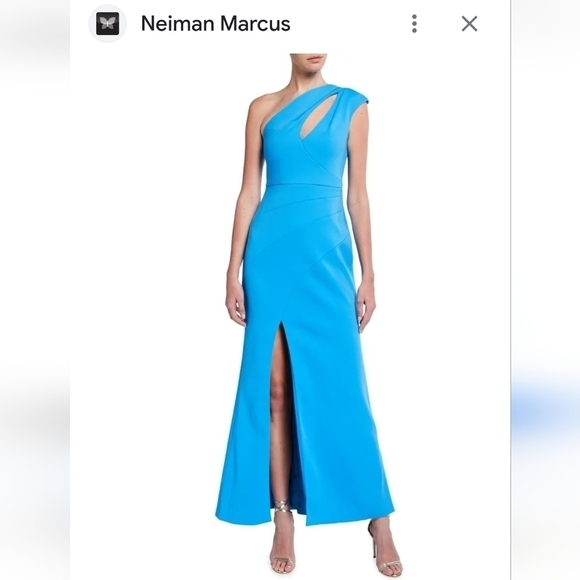 NWT AIDAN MATTOX ONE SHOULDER CREPE GOWN AQUA BLUE SIZE 0 - Picture 1 of 16